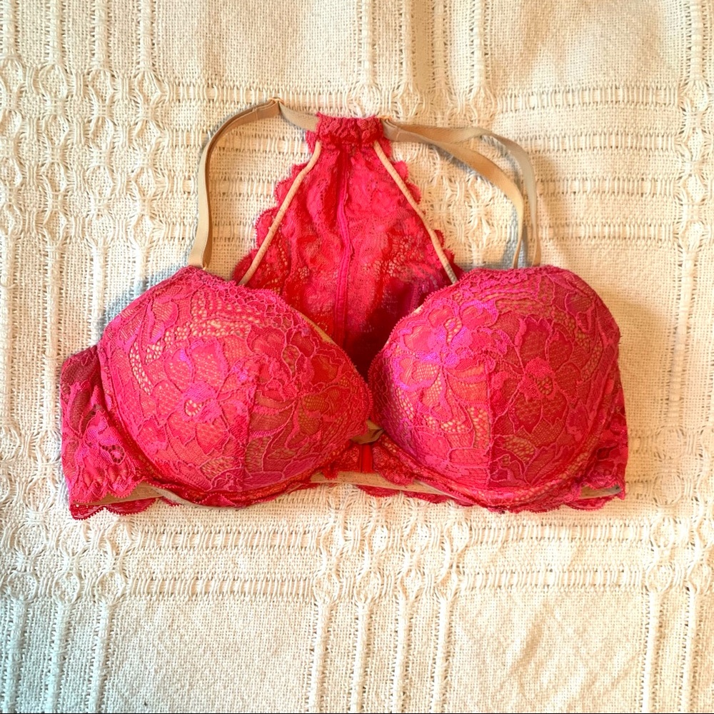 PINK VICTORIA’S SECRET RACERBACK PUSH-UP BRA 36C!!